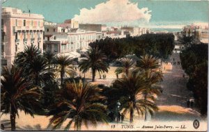 Tunisia Tunis Avenue Jules-Ferry Vintage Postcard C158