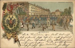 Gruss Aus Wien Austria BURGMUSIK Parade 1898 Used Postcard