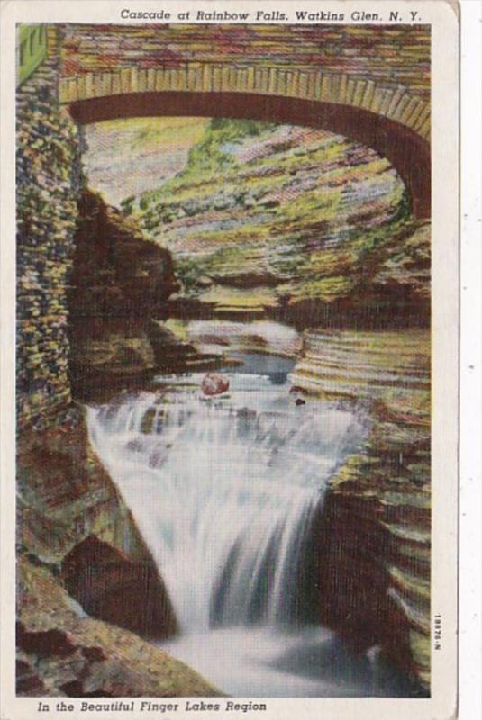 New York Watkins Glen Cascade At Rainbow Falls 1946 Curteich
