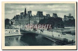 Old Postcard The Paris City Hall and the Bridge of Arcola