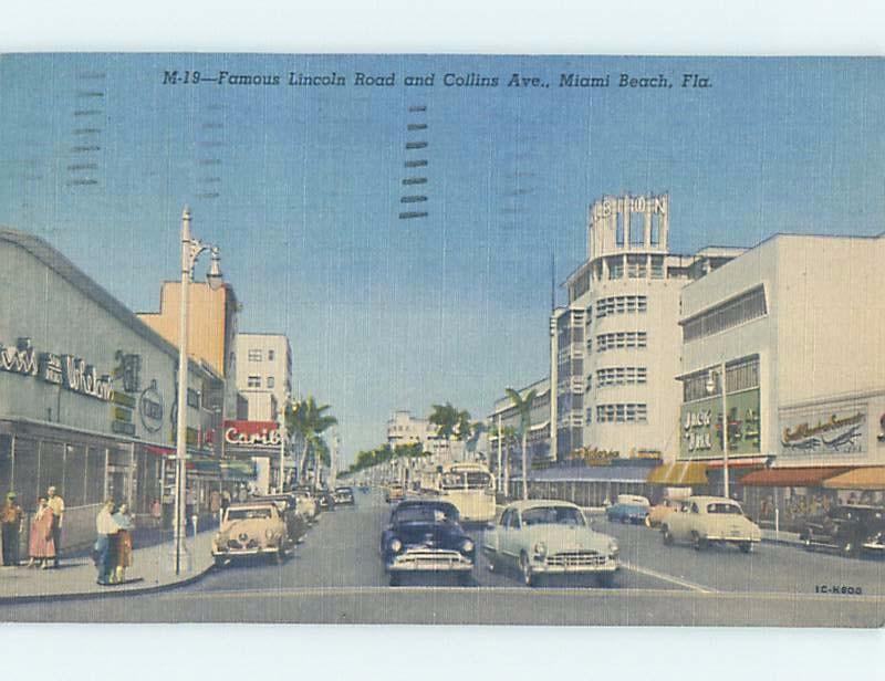 Linen OLD CARS & SHOPS ON LINCOLN ROAD Miami Beach Florida FL F1153