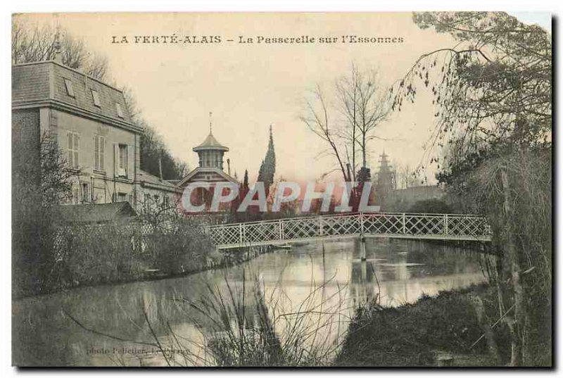 Old Postcard La Ferte Alais The Footbridge Essonnes