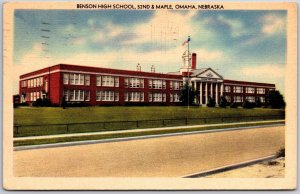 1946 Benson High School 52Nd And Maple Omaha Nebraska NB Posted Postcard