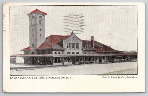 Binghamton NY Lackawanna Railroad Station 1906 To Wilkes Barre PA Postcard K25
