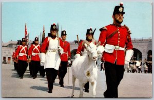 Postcard Kingston Ontario c1970s Old Fort Henry Guard Parade Mascot David Goat