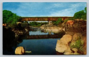 California Knight's Ferry Covered Bridge Vintage Postcard A116