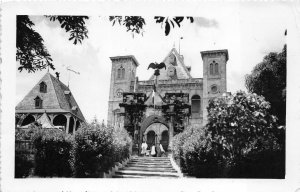 RPPC CHURCH OR PALACE IN MADAGASCAR AFRICA STAMPS REAL PHOTO POSTCARD 1952