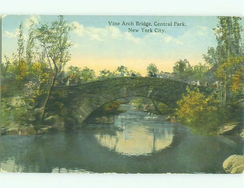 Unused Divided-Back BRIDGE SCENE New York City NY HJ0372