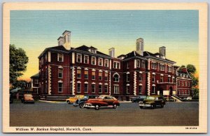 Vtg Norwich Connecticut CT William W Backus Hospital Street View 1940s Postcard