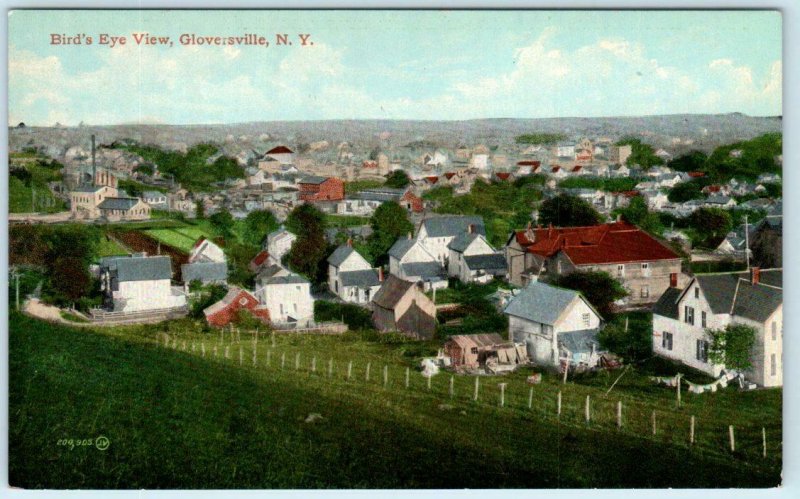 GLOVERSVILLE, New York  NY   BIRD'S EYE VIEW  Fulton County ca 1910s Postcard