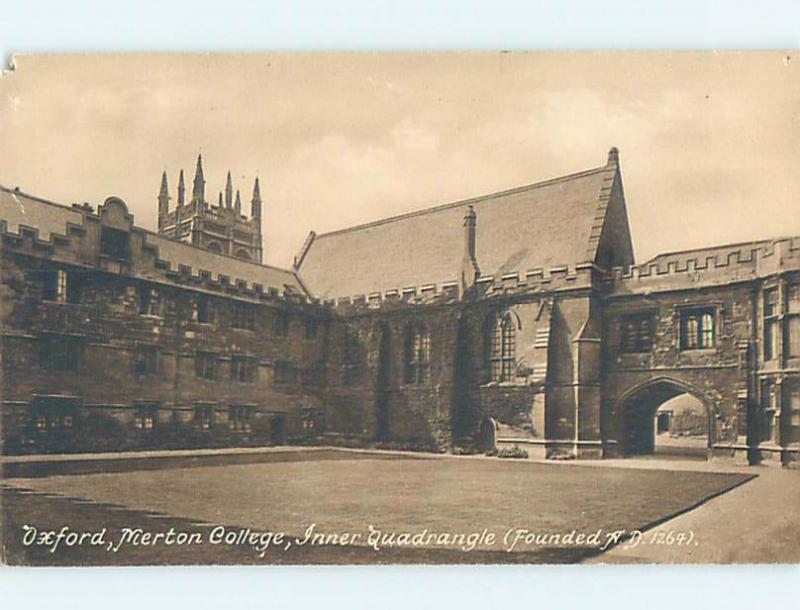 Divided-Back MERTON COLLEGE QUADRANGLE Oxford England Uk hn6360