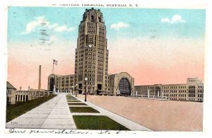 Postcard TRAIN STATION SCENE Buffalo New York NY AU9792