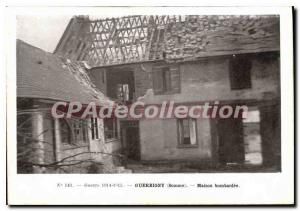 Postcard Old Guerbigny (Somme) house bombed