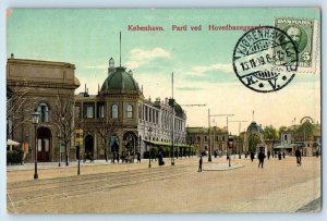 Copenhagen Denmark Postcard Lot from Hovedbanegaarden 1909 Posted Antique