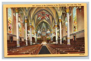 Vintage 1940's Postcard Interior Cathedral of the Madeleine Salt Lake City Utah