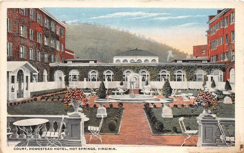 C55/ Hot Springs Virginia Va Postcard 1916 Court Homestead Hotel Building