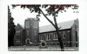 RPPC Postcard; Community Methodist Church, Springfield MN Brown County Unposted