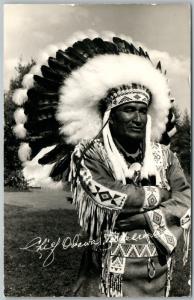 AMERICAN INDIAN CHIEF EVERGREEN VINTAGE REAL PHOTO POSTCARD RPPC NATIVE AMERICAN