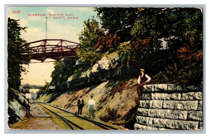 1914 Missouri Pacific Cut Ft. Scott Kans. Kansas Vintage Standard View Postcard