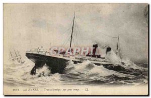Old Postcard Le Havre Transatlantic heavy weather