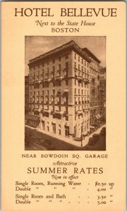 Boston MA-Massachusetts, Hotel Bellevue, Vintage Advertising Postcard KG15