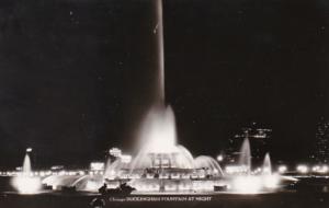 Illinois Chicago Buckingham Fountain At Night Real Photo