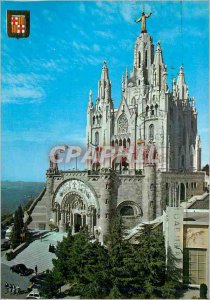 Postcard Modern Barcelona Tibidabo Expiatory Temple