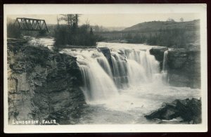 h2434 - LUNDBRECK Alberta 1910s Waterfalls & Bridge. Real Photo Postcard