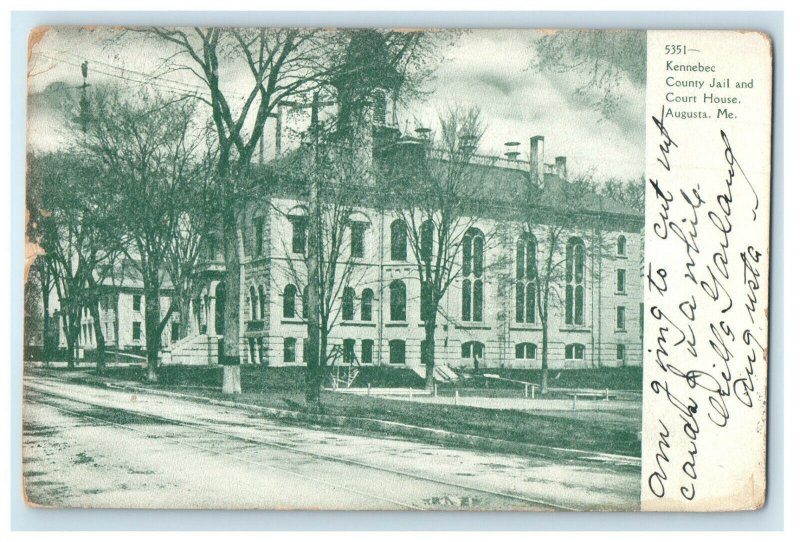 1905 Kennebec County Jail and Court House, Augusta Maine ME Posted Postcard 