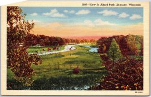 Kenosha Wisconsin, Panoramic View in Alford Park, Greenfield, Vintage Postcard