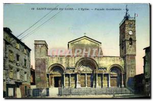 Postcard Old Saint Gilles Gard Church Facade West