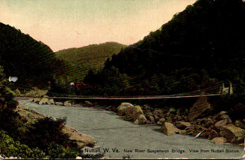 West Virginia Nuttall New River Suspension Bridge From Nuttall Station