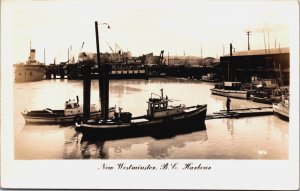 Canada New Westminster British Columbia Harbour Vintage RPPC C057