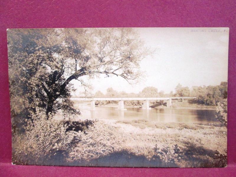 Postcard PA Martins Creek Branch Rail Road Bridge RPPC Real Photo Pre1918