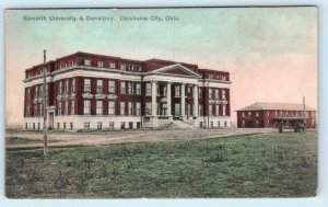 OKLAHOMA CITY, OK - Handcolored EPWORTH UNIVERSITY & Dormitory 1908 Postcard