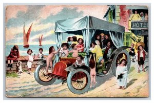 Suurealist Children on Automobile Orphans 1908 DB Postcard R18