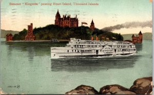 Historic Kingston Steamer Heart Island Thousand Islands New York DB WOB Postcard 