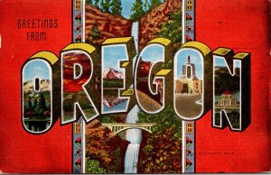 Oregon Greetings From Large Letter Linen