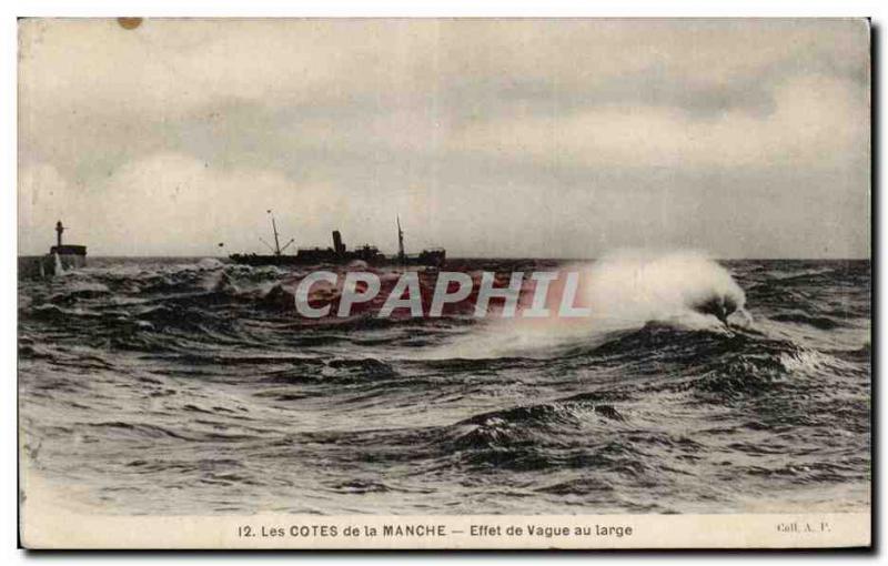 Old Postcard Boat Les Cotes Channel Wave Effect Offshore