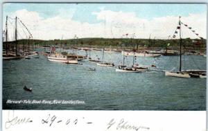 NEW LONDON, Connecticut  CT   HARVARD-YALE BOAT RACE  1905  UDB  Postcard