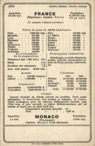 France, Monaco, Corsica, Jeheber Map with Country Info (1910s)