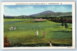 1940 Saranac Lake New York Postcard Meadow Brook Golf Course Adirondack Mts.