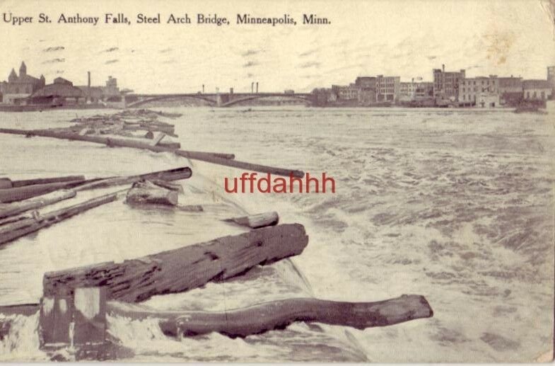 UPPER ST. ANTHONY FALLS, STEEL ARCH BRIDGE, MINNEAPOLIS, MN 1910