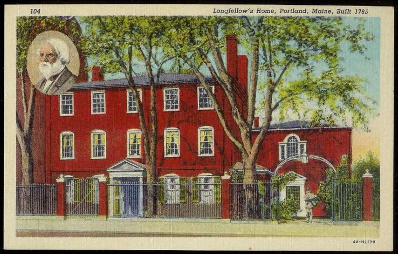 Longfellows Home Portland ME unused 1934