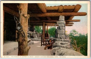 VINTAGE POSTCARD THE PORCH AT HERMIT'S REST GRAND CANYON NATIONAL PARK ARIZONA