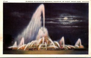 Illinois Chicago Grant Park Clarence Buckingham Memorial Fountain  By Night