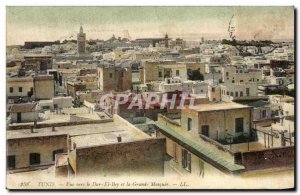 Old Postcard Tunis Tunisia View to the Dar And Bey and the Great Mosque