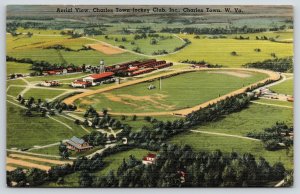 Charlestown WV~Birdseye Shenandoah Valley Jockey Club Race Track~1940s Linen