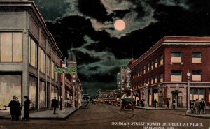 Hammond, Indiana - Night View Downtown on Hohman St. North of Sibley - c1908