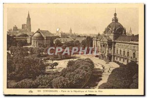 Postcard Old Strasbourg Place de la Republique and Palais du Rhin